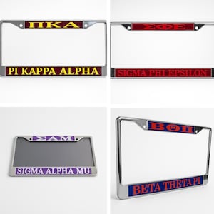 Fraternity Metal License Plate Frame / Initiation / Rush /Greek Gifts / Car accessories / Fraternity Decor