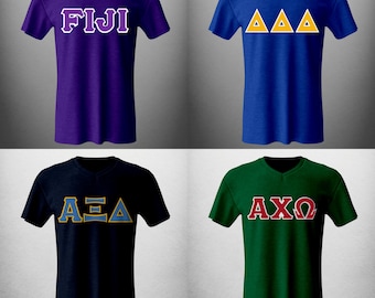 Custom Embroidered Sorority V-Neck Shirt: Greek Letter Apparel