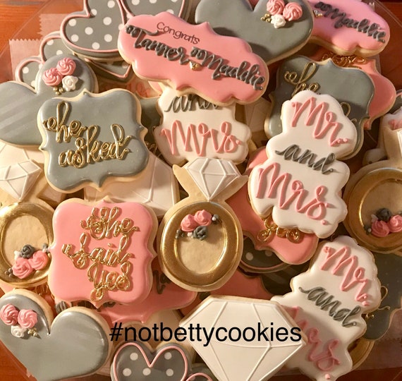2 Dozen He Asked She Said Yes Sugar Cookie Collection Etsy 2 Dozen He Asked She Said Yes Sugar Cookie Collection Etsy