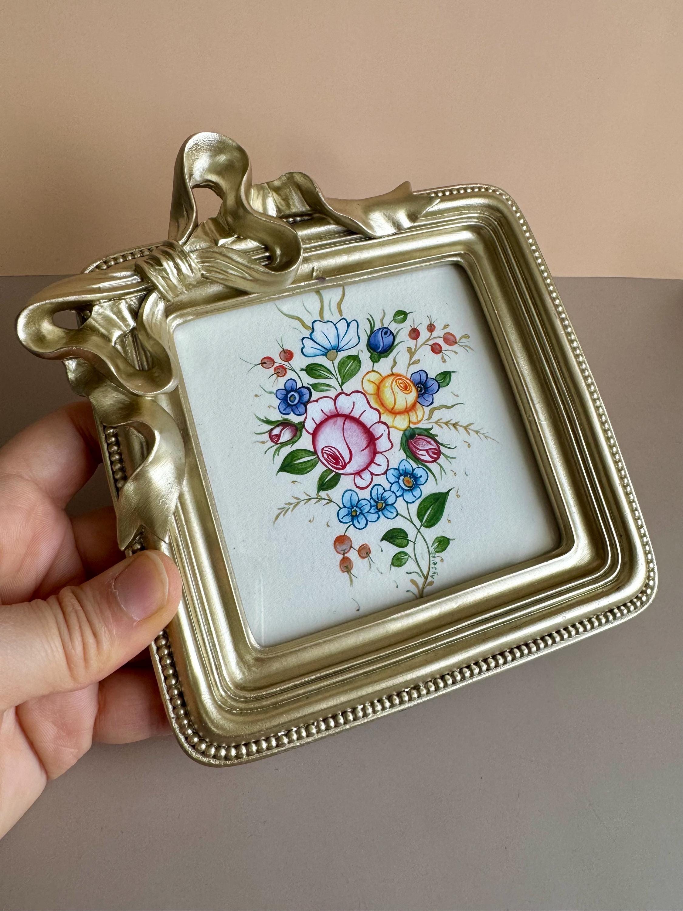 Roses Drawings Rococo Rococo Roses Art Print | 4x4 Framed Museum Quality Velvet Paper ...