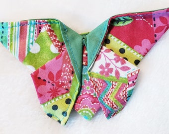 Origami Butterfly Hair Tie Fabric Butterfly, Craft Butterfly, Pink and Green Fabric Butterfly