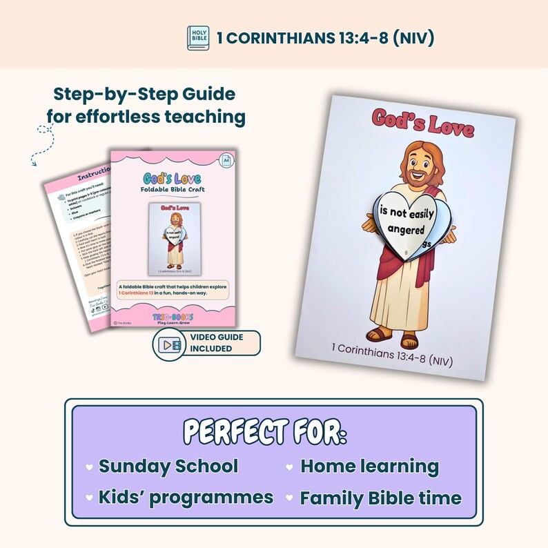 God’s Love Bible Craft for Kids | 1 Corinthians 13 Printable | Sunday ...