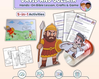 David and Goliath Bible Craft for Kids | Printable Sunday School Colouring Pages