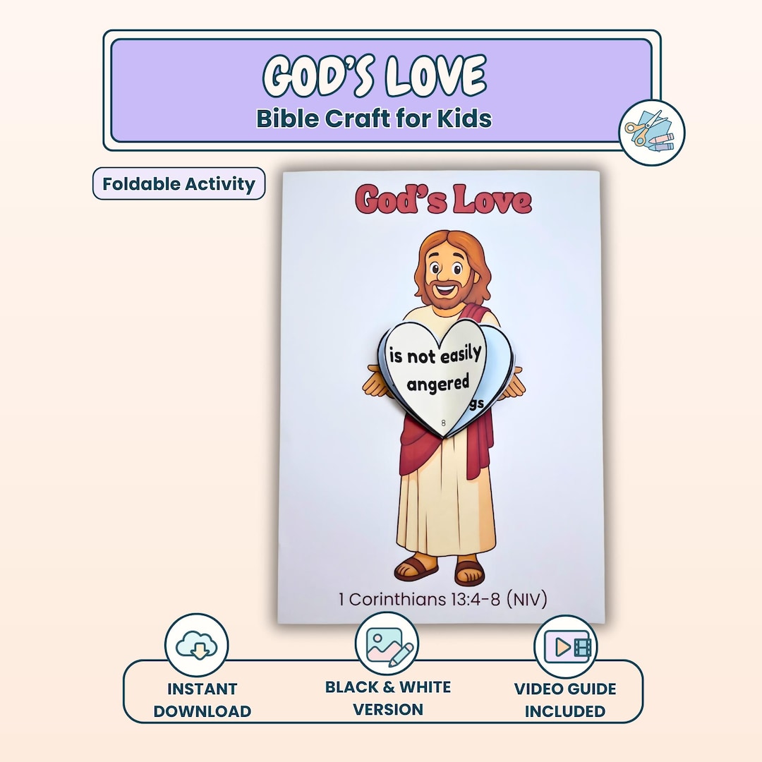 God’s Love Bible Craft for Kids | 1 Corinthians 13 Printable | Sunday ...