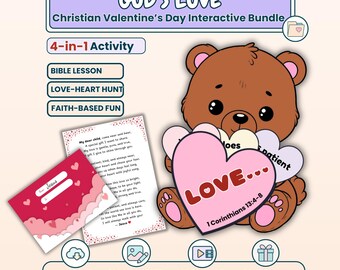 Christian Valentine's Day Activity Bundle | God's Love Bible Lesson & Crafts | 1 Corinthians 13