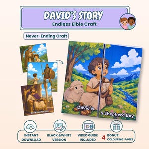 David Bible Craft | Printable Bible Story Activity & Colouring Pages | Sunday School, VBS and Homeschool