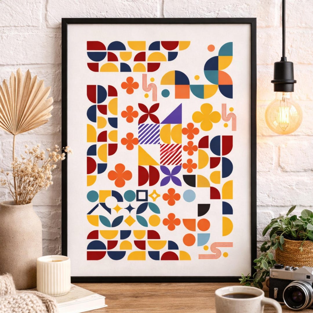 Copy of Bauhaus Geometric Wall Art Print | Mid Century Modern Framed ...
