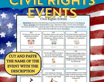 Civil Rights Movement Worksheet: U.S. History Cut & Paste Activity (PDF Download)