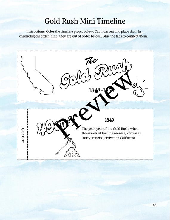 Fichas De Trabajo Sobre La Fiebre Del Oro En California