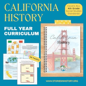California History Curriculum (Printed) | 4th Grade Homeschool Social Studies | Full-Year State History Unit Study