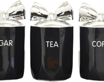 Ceramic Tea Coffee Sugar Canisters Set Kitchen Storage Container