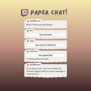 Simple Paper-Style Chat Widget for Twitch