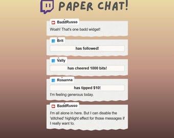 Simple Paper-Style Chat Widget for Twitch