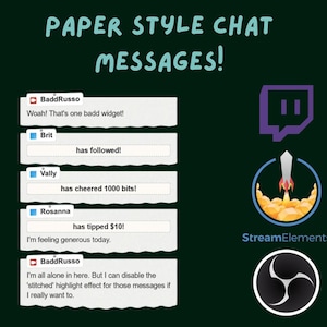 Semplice widget di chat in stile cartaceo per Twitch