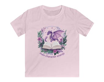 Kids Main Character Energy Tee, Dragon Shirt, Cute Kids T-Shirt, Fantasy Apparel, Gift for Young Readers, Fun Casual Wear