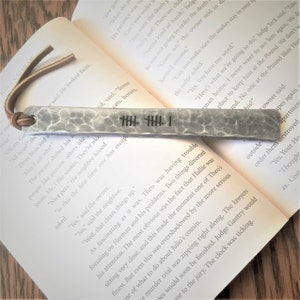 Rustic Hand Forged and Custom Engraved Iron/steel Bookmark, 6th or 11th anniversary gift, FREE gift pouch image 5