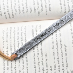 Rustic Hand Forged and Custom Engraved Iron/steel Bookmark, 6th or 11th anniversary gift, FREE gift pouch image 7