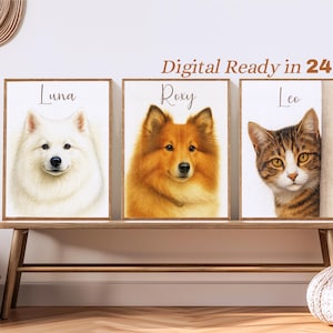 Custom Pet Portraits Using Pet Photo Personalized Digital Dog Portraits Cat Portraits Custom Dog Portraits Custom Pet Art Pet Drawing Poster