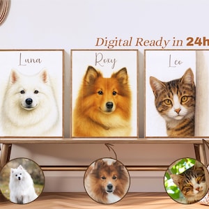 Custom Pet Portraits Using Pet Photo Personalized Digital Dog Portraits Cat Portraits Custom Dog Portraits Custom Pet Art Pet Drawing Poster