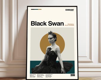 Affiche du film Black Swan - Impression minimaliste moderne Mid-Century