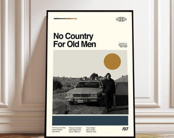 No Country for Old Men Poster – Minimalist Movie Print, Retro Wall Art