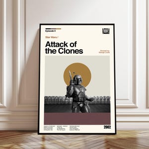 Star Wars: Attack of the Clones Poster - Movie Poster - Midcentury Modern Art - Minimalist Print - Retro Poster - Vintage Print - Wall Art