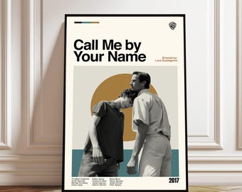 Pôster do filme Me Chame Pelo Seu Nome: Impressão de Arte Minimalista Moderna de Meados do Século XX