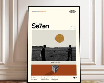 Póster de la película Se7en: Impresión artística minimalista de mediados de siglo