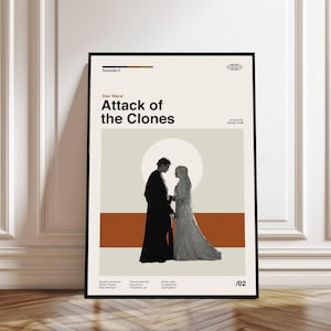 Star Wars: Attack of the Clones Poster - Movie Poster - Midcentury Modern Art - Minimalist Print - Retro Poster - Vintage Print - Wall Art