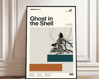 Póster de Ghost in the Shell: impresión minimalista moderna de mediados de siglo