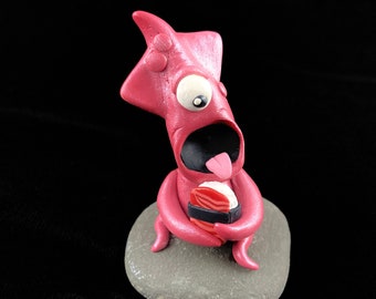 Cyclops Squid Monster with Sushi on Found Stone