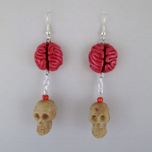 Halloween Skull and Brain Earrings