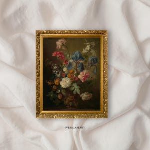 Printable Vintage Floral Art - Vase of Flowers (1722) by Jan van Huysum | Dutch Still Life Painting | Classic Botanical Wall Decor for Home