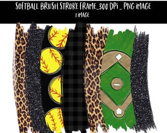 Softball Brush Strokes | Blank Brush Stroke Background | Sublimation | Shirt Design | Softball shirt | Leopard Softball