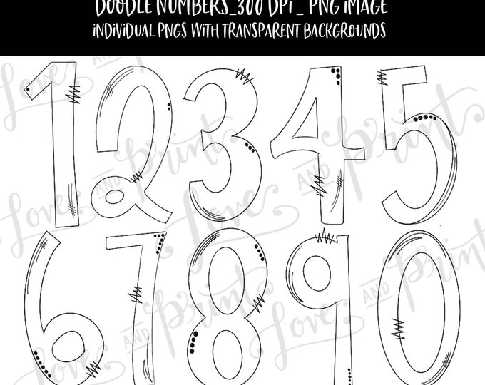 Doodle Numbers With Transparent Background Hand Drawn Numbers PNG ...