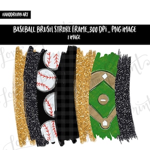 Baseball Pinselstriche | Leere Pinselstrich Hintergrund | Sublimation | Shirt-Design | Baseball-Shirt | Schwarz und Gold Glitter