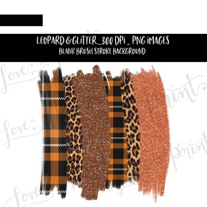 Blank Brush Stroke | Buffalo Plaid Brush Strokes | Leopard Brush Stroke | Glitter Brush Strokes | Sublimation | PNG | Fall Clipart | Frame