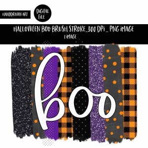Halloween Brush Stroke | Buffalo Plaid Brush Strokes | Boo | Black and White | Glitter Brush Strokes | Sublimation | PNG