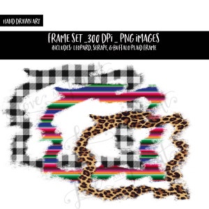 Leopard Frame | Digital Leopard Frame | Serape Frame | Buffalo Plaid Frame | Sublimation Design | Leopard Sublimation Frame