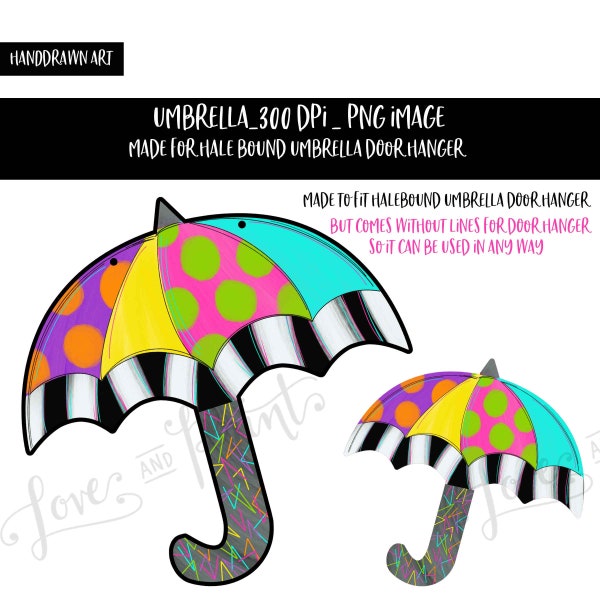 Umbrella Clipart | Fits Hale Bound MDF Door Hanger | PNG | Digital Download | Sublimation Ornament | Bright Umbrella