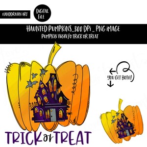 Haunted House | Haunted Pumpkin | Haunted House Sublimation Design | Haunted House Clipart | Halloween Clipart | Haunted House PNG