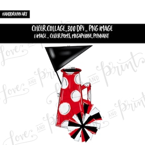 Cheer Sublimation Design | Cheer Mom | Megaphone | Cheer Poms | Pennant | Digital Download | Hand Drawn Cheer Design