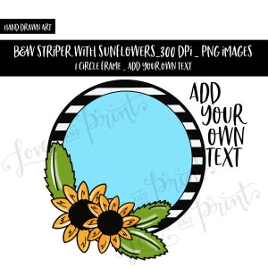 Floral Circle Frame | Monogram Circle Frame | Sunflower Frame | Circle Frame | Add Your Own Text | Digital Frame | Frame PNG