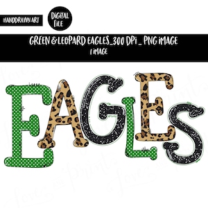 Eagle Sublimation Design | Eagle Doodle Letters | Adelaars | Adelaarclipart | Digitale illustratie | Handtekenen | PNG-afbeelding | Luipaard | Glitter