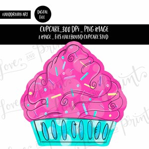 Cupcake | Hand gezeichnet | Clipart | Sublimationsdesigns | Passend für Halebound Cupcake Ohrstecker | Süßigkeiten | Cupcake Ohrring | Png
