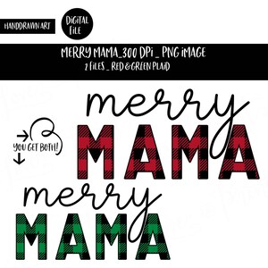 Merry Mama | Buffalo Plaid | Red and Green | PNG | Digital Download | Christmas Clipart | Sublimation | Shirt Design