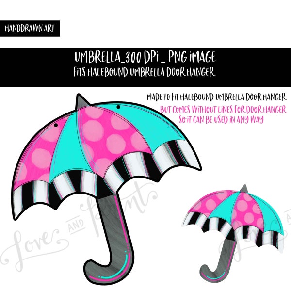 Umbrella Clipart | Fits Hale Bound MDF Door Hanger | PNG | Digital Download | Sublimation Ornament | Bright Umbrella