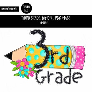 3rd Grade | Third Grade | Pencil | Sublimation | Teacher clipart | Pencil Clipart | Apple Sublimation | Teacher Sublimation | Bright Pencil