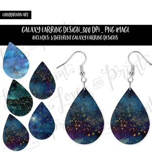 Galaxy Earring | Sterren | Sky | Grote tear drop oorbellen ontworpen voor HaleBound | Oorbellen Sjabloon | ALLEEN DIGITAAL | Sublimatie