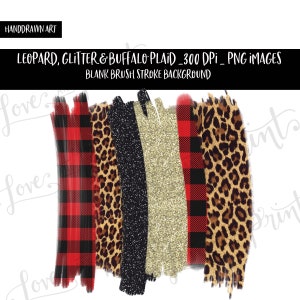 Blank Brush Stroke | Buffalo Plaid Brush Strokes | Leopard Brush Stroke | Glitter Brush Strokes | Sublimation | PNG | Christmas Clipart